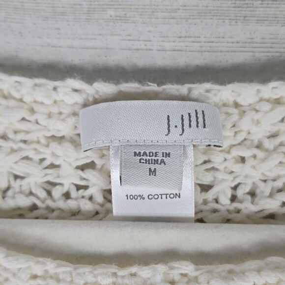 J JILL WHITE OPEN KNIT SIDE BUTTON SWEATER WOMEN'S SIZE MEDIUM 3/4 SLEEVE *EUC*. - Picture 3 of 16